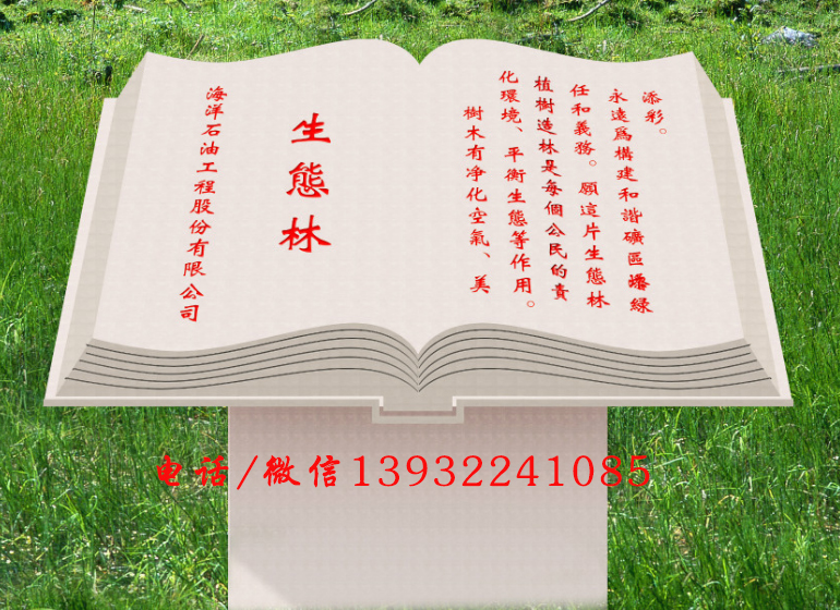 石雕書本石頭刻字書學(xué)校大理石校園草坪擺件